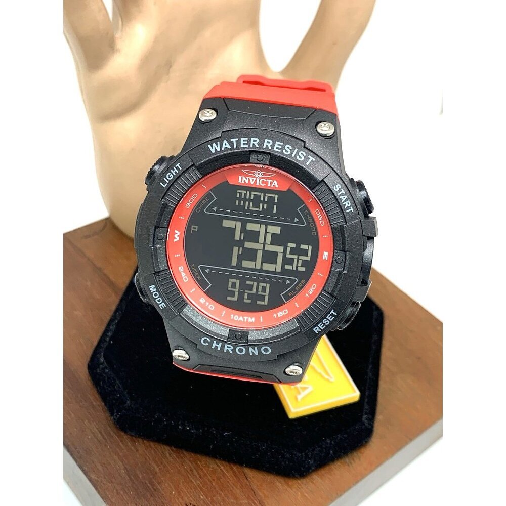 Invicta Men's Watch 47528 Racing Quartz Digital Black Red Resin Strap 52mm